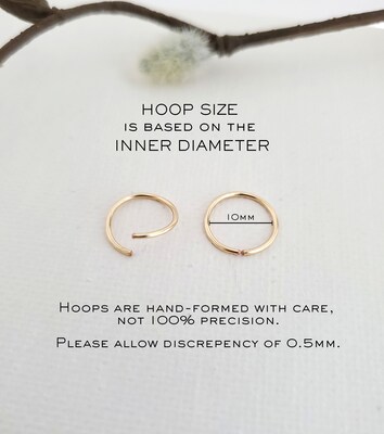 Small Hoops Earrings (22 Gauge, 0.65mm) - Minimalist Hoop Piercing Ring, 6mm to 10mm, Gold Filled Hoop, Sterling Silver Hoop, Rose Gold Fill - image5